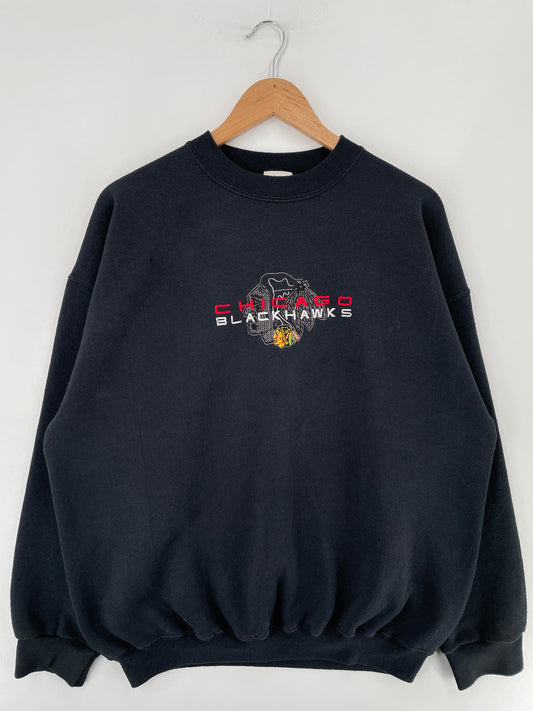 90's CHICAGO BLACKHAWKS Made in USA Size XL Vintage NHL Sweat-Shirt / E6417S