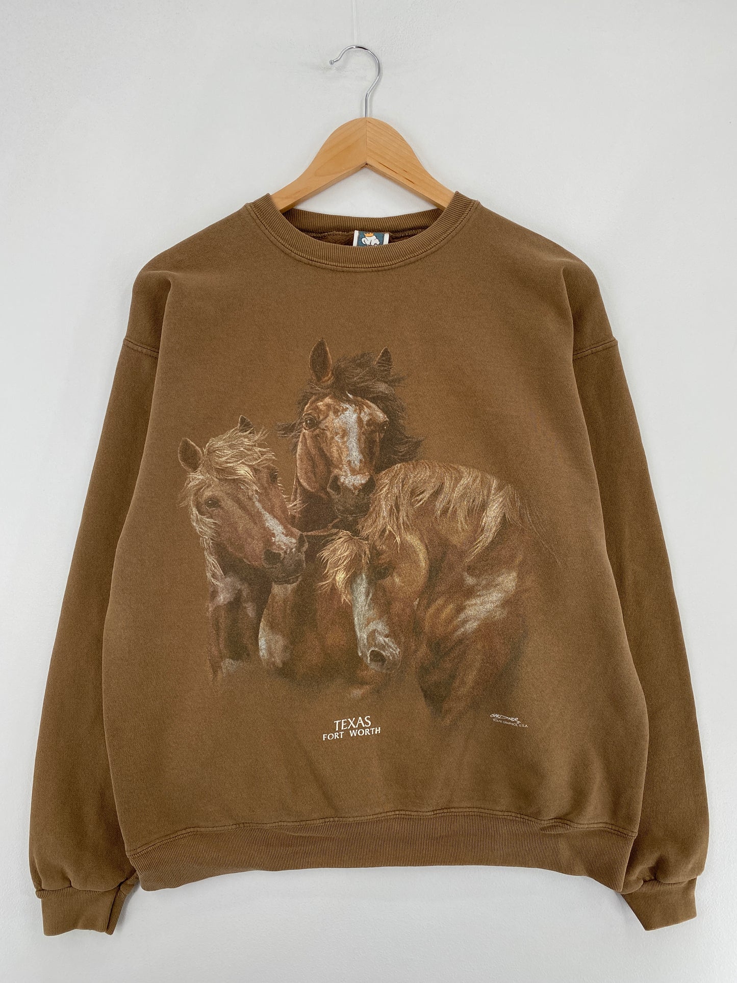 90’s FORT WORTH TEXAS Size L Animal Sweat-Shirt / E2432S
