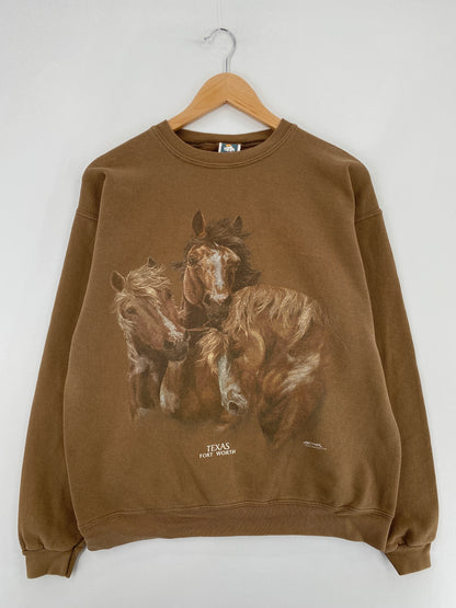 90’s FORT WORTH TEXAS Size L Animal Sweat-Shirt / E2432S