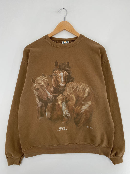 90’s FORT WORTH TEXAS Size L Animal Sweat-Shirt / E2432S
