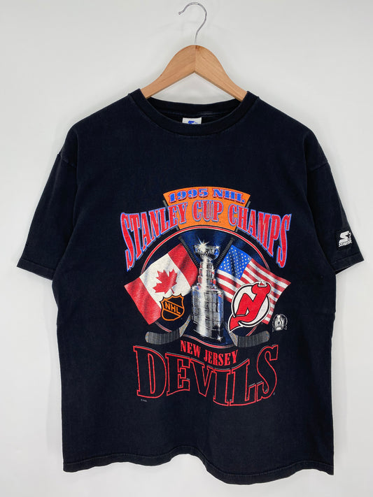 1995 STARTER x NEW JERSEY DEVILS Size L Vintage NHL T-shirt / K9796