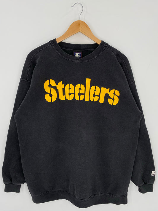 Vintage STARTERS PITTSBURGH STEELERS Made in USA Size L Vintage NFL Sweat - Shirt/ K5797