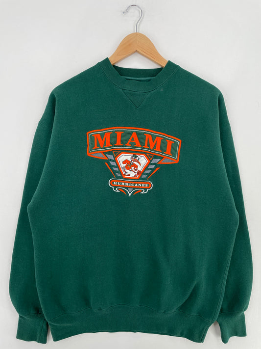 90’s MIAMI HURRICANES Size L Vintage NFL Sweat-Shirt / E1181
