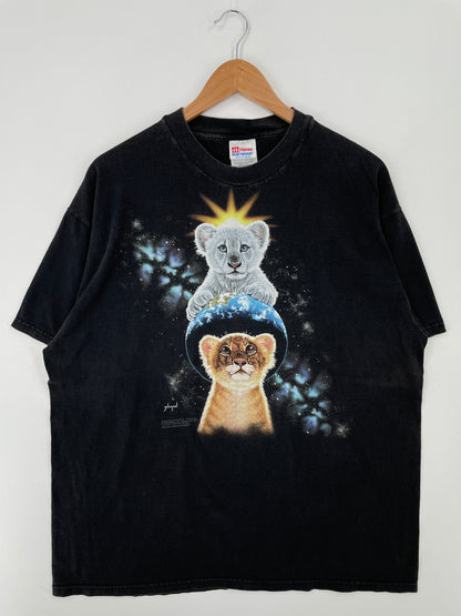 1997 WHITE LION'S WORLD Made in USA Size XL Vintage T-Shirt / A8808