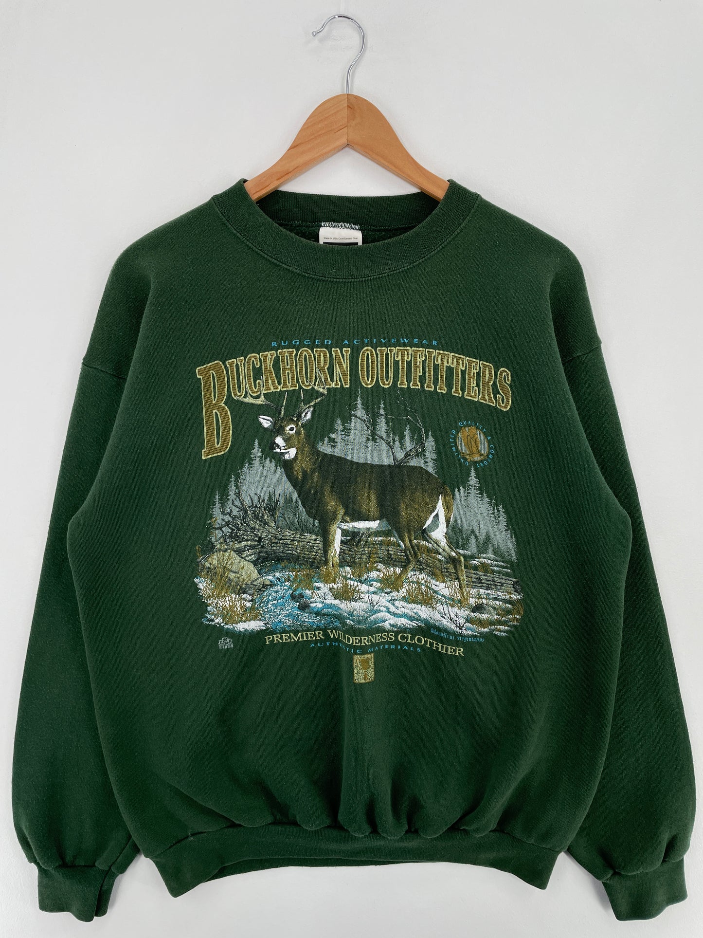 90's BUCKHORN OUTFITTERS DEER Made in USA Size XL Vintage Animal Sweat-Shirt / E1033