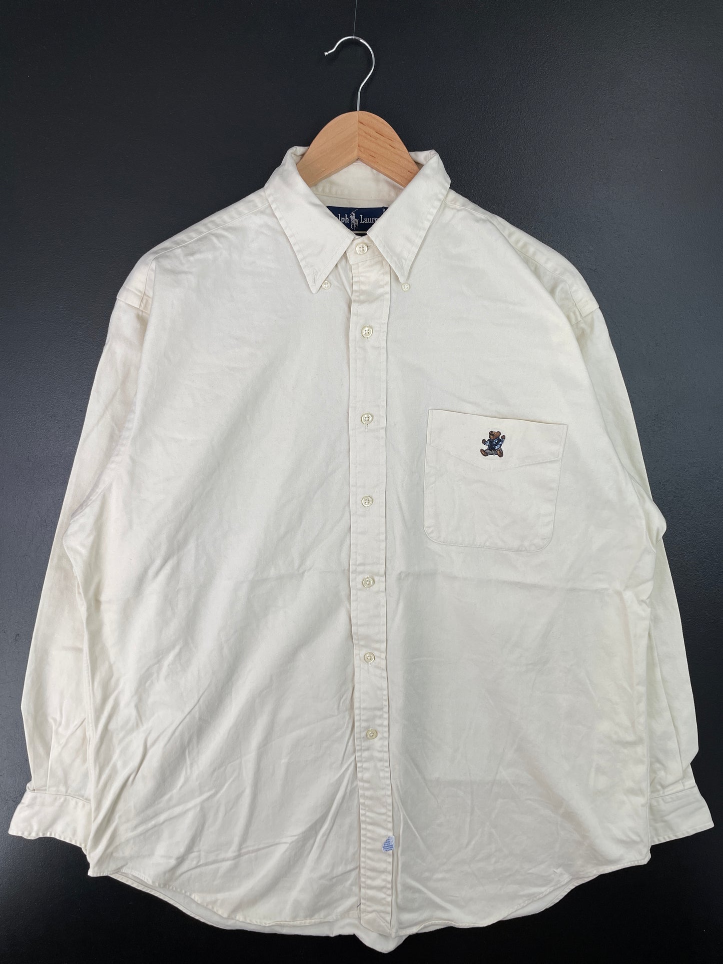90's POLO BEAR RALPH LAUREN Size L Vintage Button down Shirt / A7326