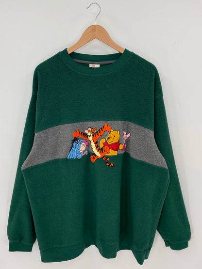 00' DISNEY POOH AND FRIENDS Size XL Vintage Fleece-shirt / K7881
