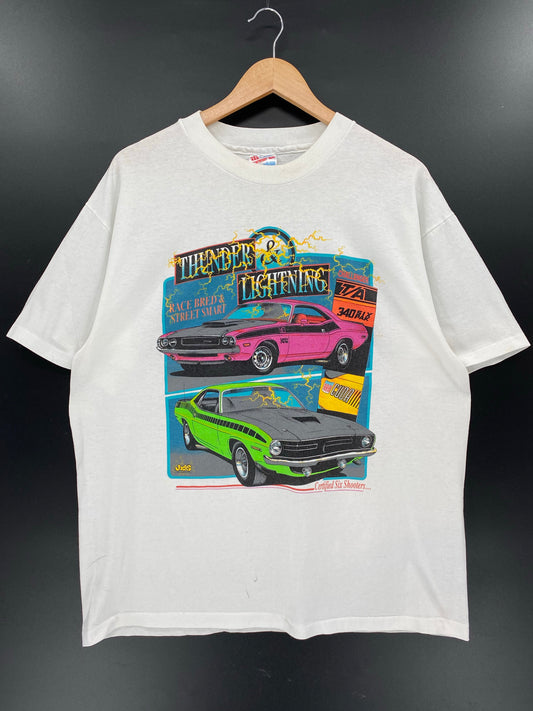 90’s DODGE THUNDER LIGHTNING Made in USA Size XL Racing T-Shirt / K4780