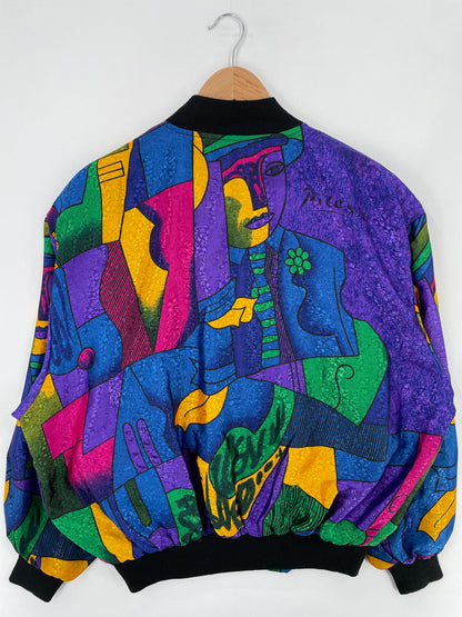 Vintage PICASSO Size Approx.XL Silk Jacket / E761