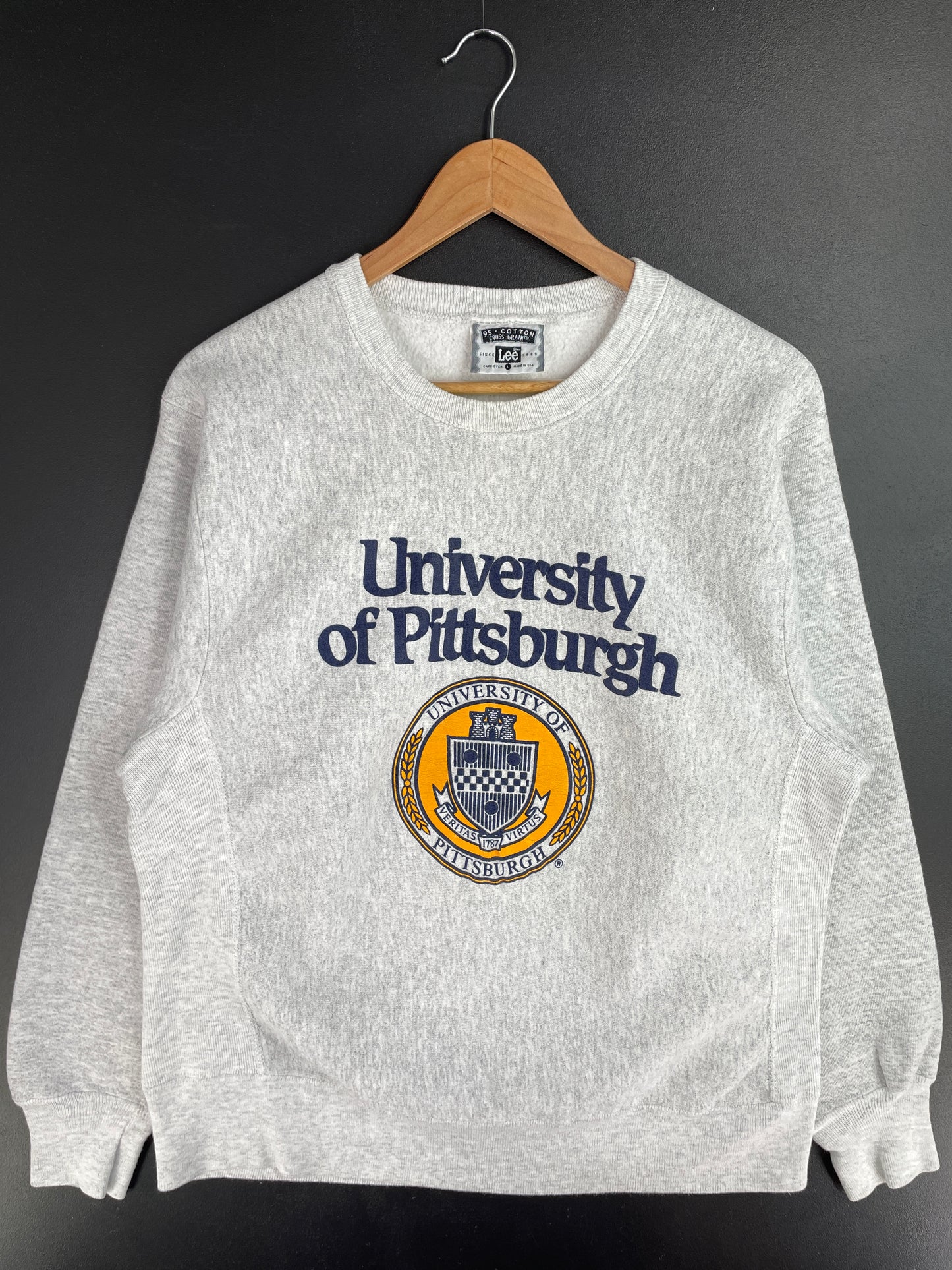 90's UNIVERSITY OF PITTSBURGH Made in USA Size L Vintage College Sweat-shirt / E191