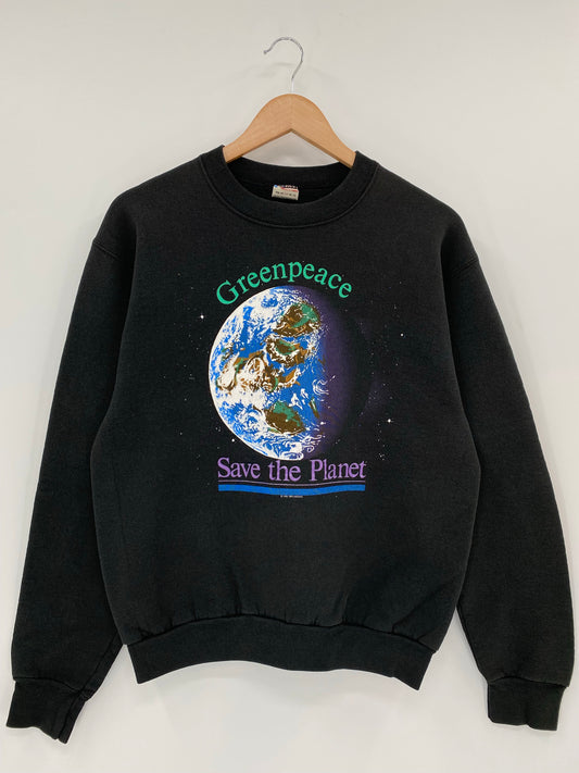 1988 GREENPEACE SAVE THE PLANET Made in USA Size L Sweat-shirt / K7055