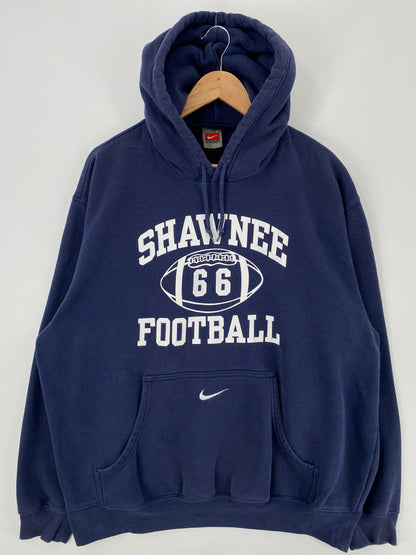 00' NIKE SHAWNEE FOOTBALL Size L Vintage High School College Hoodie Sweat-shirt / A641