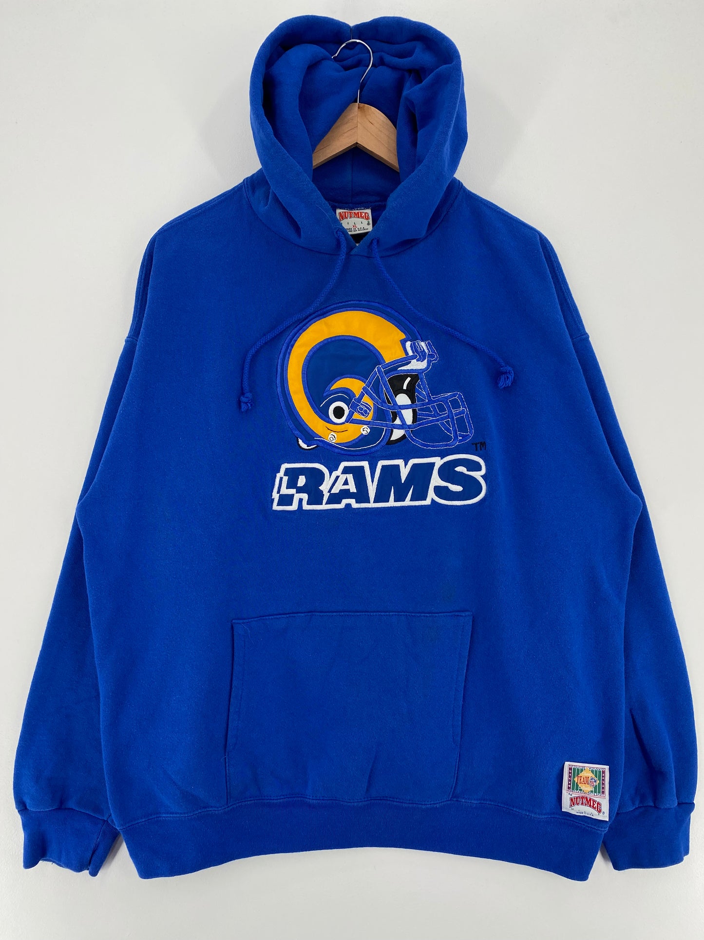 90s LOS ANGELES RAMS Made in USA Size XL Vintage NFL Hoodie Sweat-shirt / A2288