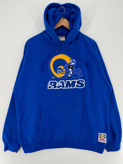 90s LOS ANGELES RAMS Made in USA Size XL Vintage NFL Hoodie Sweat-shirt / A2288