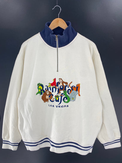 Vintage RAINFOREST CAFE Size L Half Zip Sweat-shirt / K6897