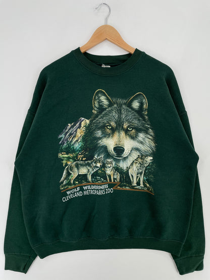 90's WOLF Made in USA Size XXL Vintage Animal Sweat-Shirt / E1211