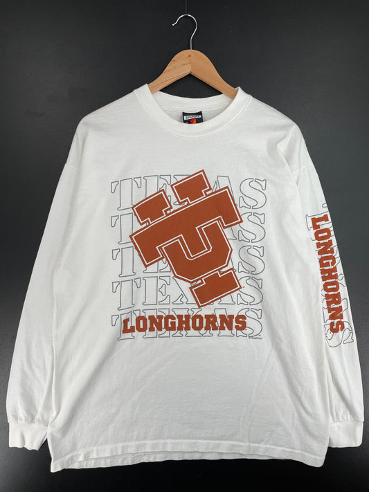 .90's TEXAS LONGHORNS Made in USA Size XL Vintage College Long Sleeve T-Shirt / E6073T