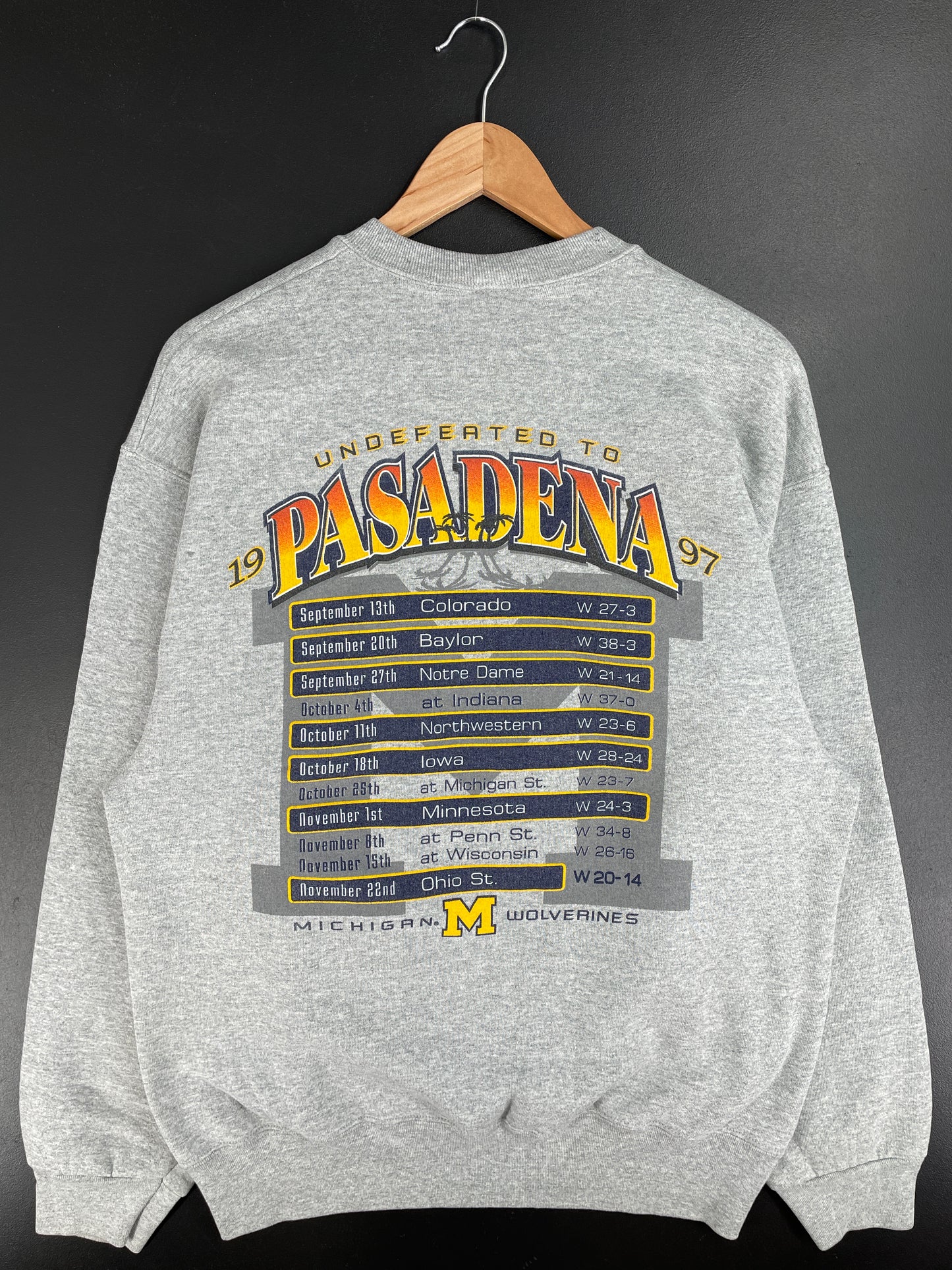 1997 MICHIGAN WOLVERINES Made in USA Size L Vintage College Sweat-Shirt / E1562S
