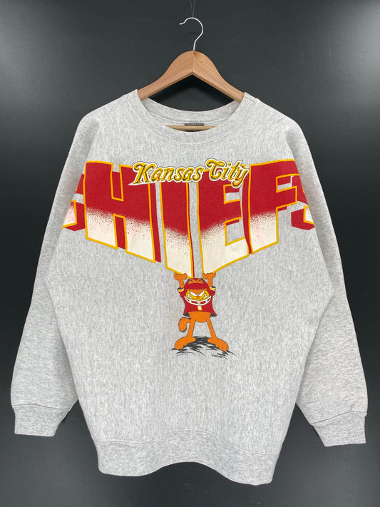 1994 GARFIELD KANSAS CITY CHIEFS Made in USA Size L Vintage NFL Sweat shirt / K5633