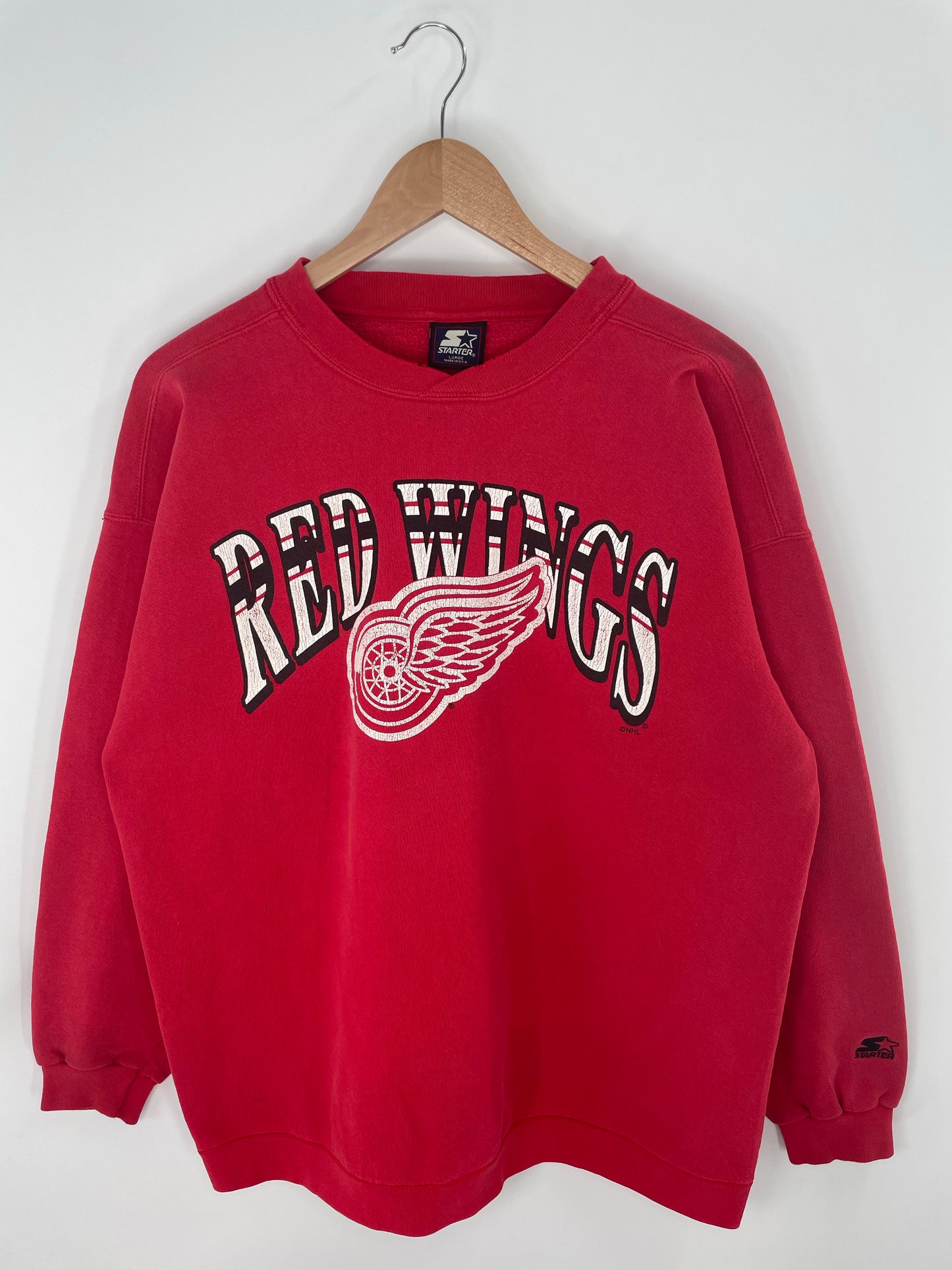 90's STARTER x DETROIT RED WINGS Made in USA Size L Vintage NHL Sweat-Shirts/ K8665
