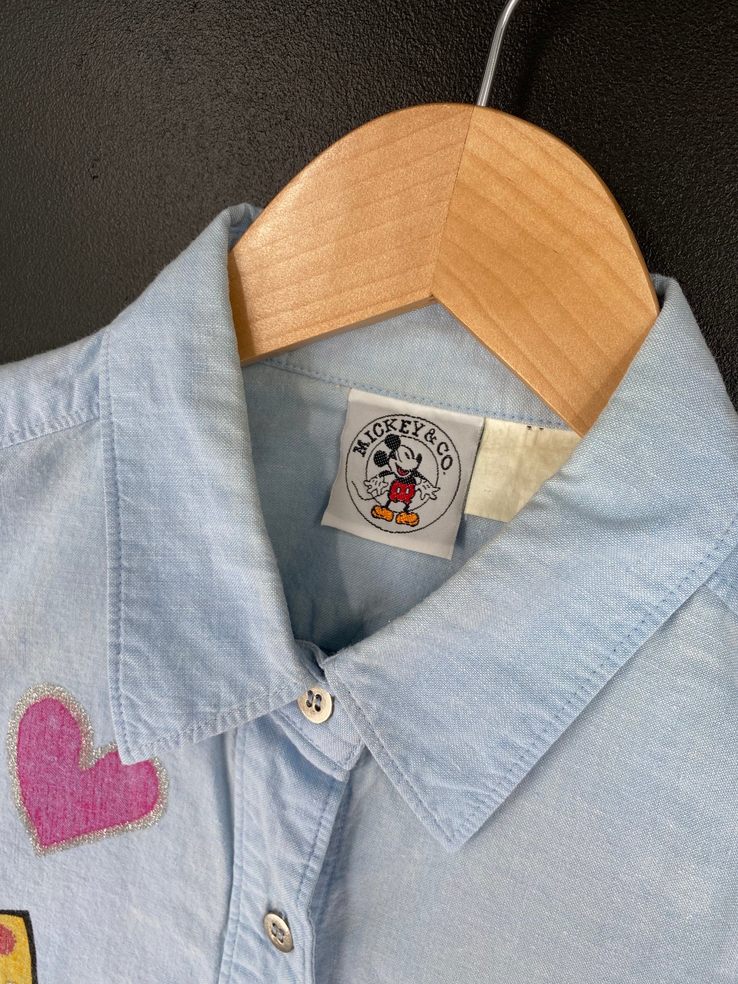 90's DISNEY MICKEY Size No Tag (Approx.XL) Vintage Button-Down Shirt / G2771B
