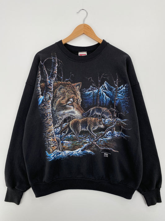 1995 WOLVES Made in USA Size XL Vintage Sweat-Shirts / A8135