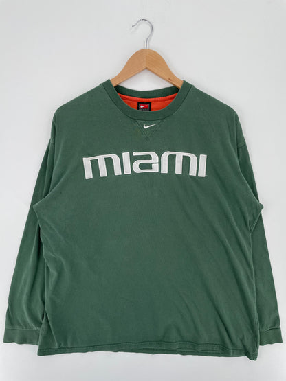 00' NIKE MIAMI Size L Vintage College Long Sleeve T-Shirts / A1729