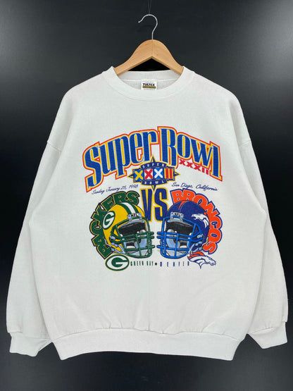 1998' SUPER BOWL GREEN BAY PACKERS DENVER BRONCOS Size XL Vintage NFL Sweat-shirt / K5319