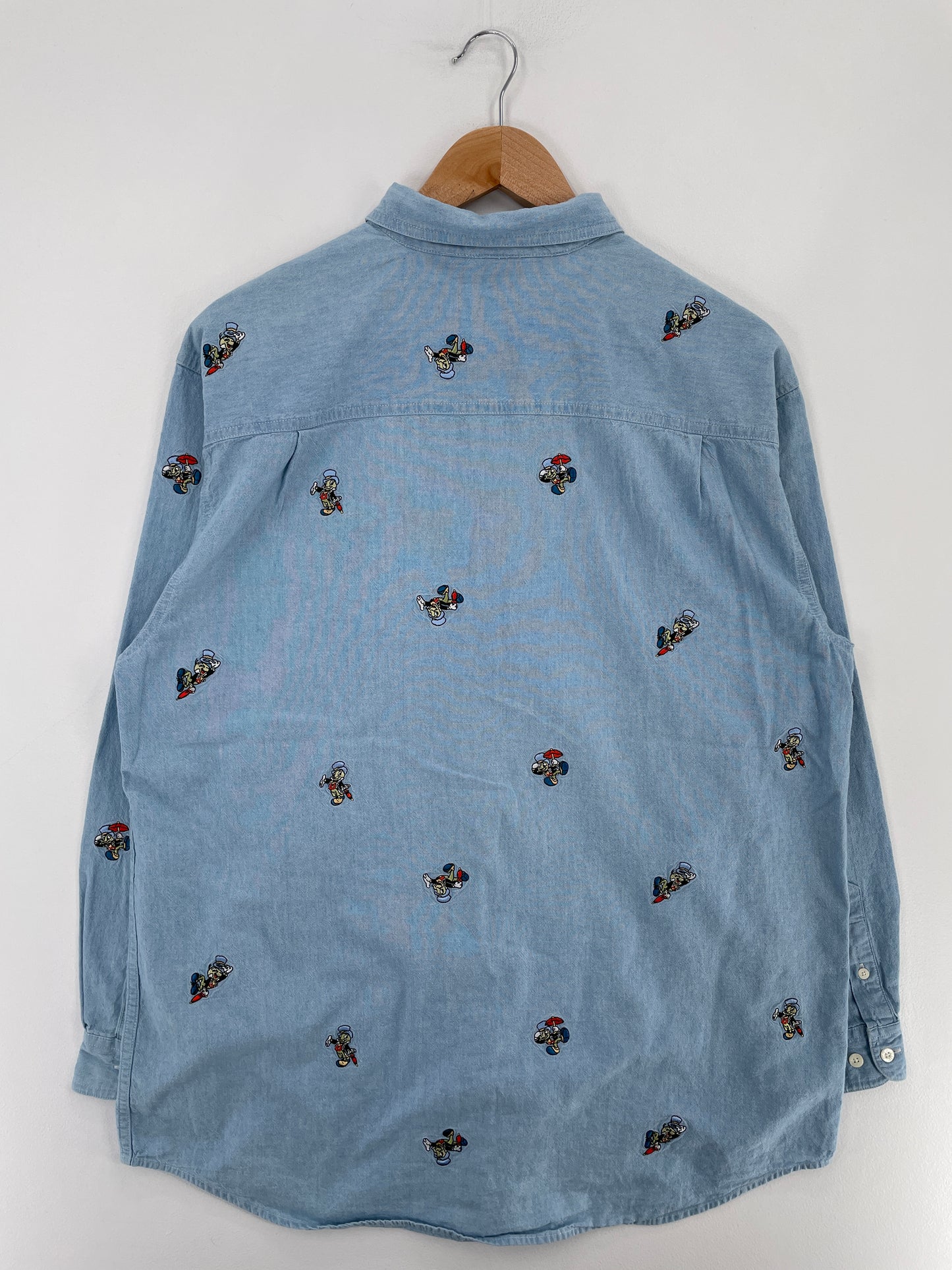 00' DISNEY JIMINY CRICKET Size L Vintage Button down Shirt / E5134B