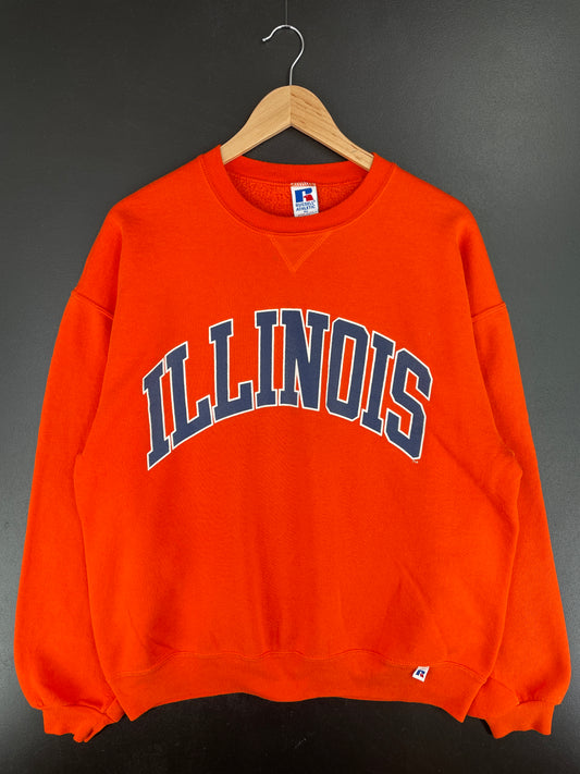 90's RUSSELL x ILLINOIS Size XL Vintage College Sweat-Shirt / A6499