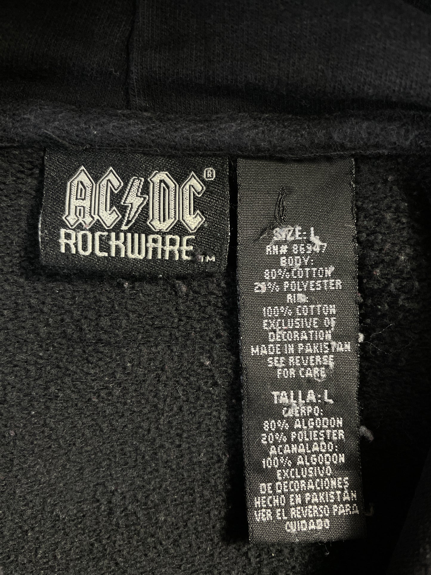 00' AC/DC Size L Vintage Music Hoodie Sweat-shirt / E6696S