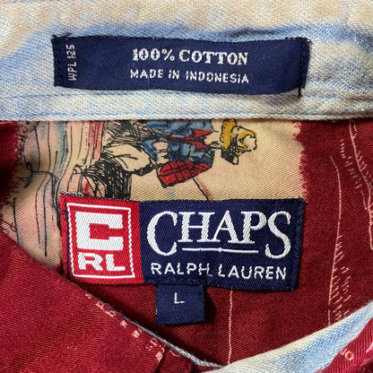 90’s CHAPS RALPH LAUREN Size L Vintage Button-Down Shirt / A4273