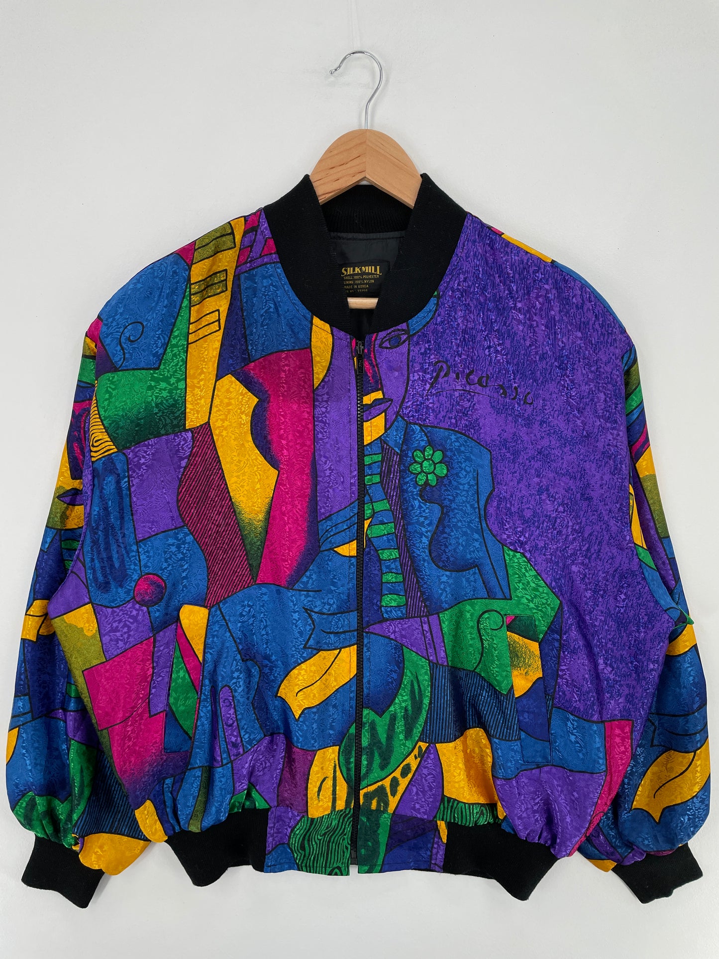 Vintage PICASSO Size Approx.XL Silk Jacket / E761
