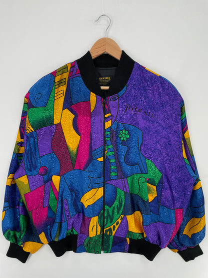 Vintage PICASSO Size Approx.XL Silk Jacket / E761
