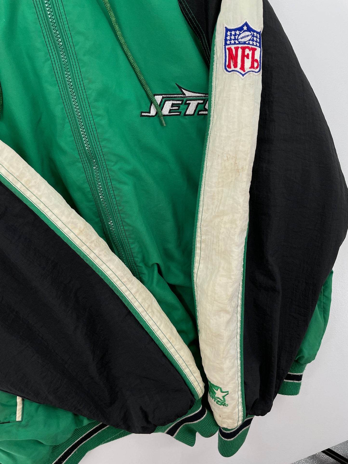 90’s STARTER x NEW YORK JETS Size L NFL Padded Nylon Jacket / A8281