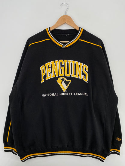 90's PITTSBURGH PENGUINS Size No Tag(Approx.XXL) Vintage NHL Sweat-Shirt/ A5636