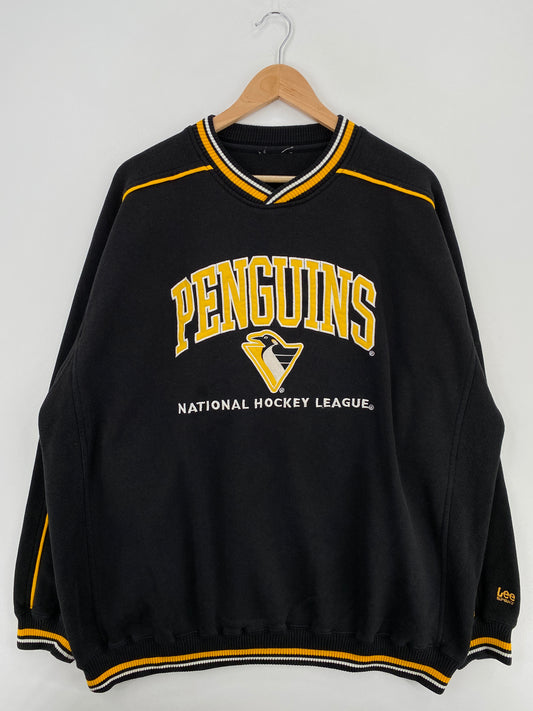 90's PITTSBURGH PENGUINS Size No Tag(Approx.XXL) Vintage NHL Sweat-Shirt/ A5636