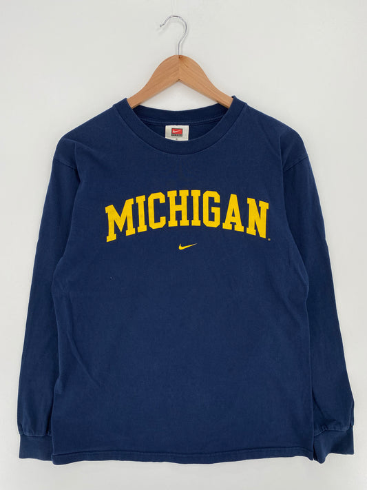 00' NIKE MICHIGAN WOLVERINES Size S Vintage College Long Sleeve T-Shirts / A2380