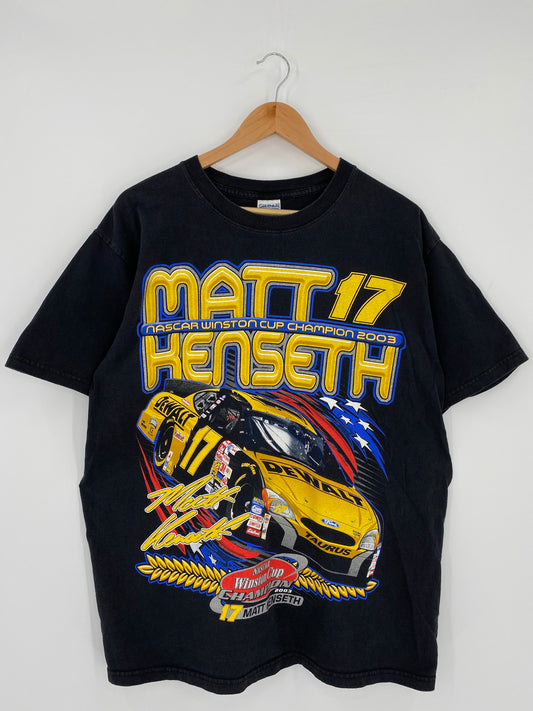 2003' NASCAR MATT HENSETH Size L Vintage Racing-T-Shirt / k5053