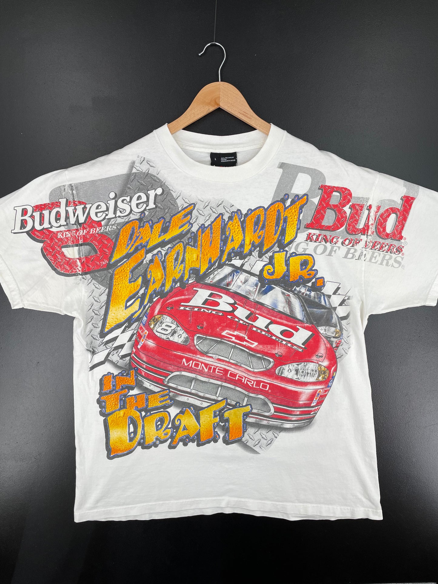 2000 DALE EARNHARDT JR. BUDWEISER Size L Vintage Racing T-Shirt / E3044T