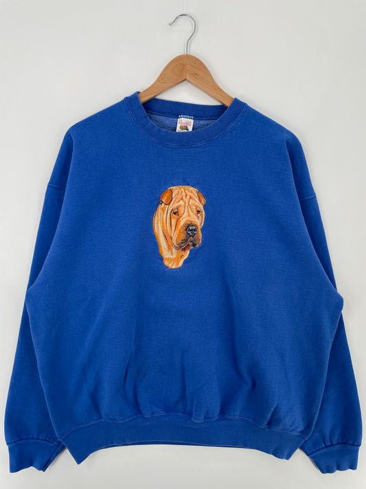 90's DOG Made in USA Size XXL Vintage Animal Sweat-Shirt / E51