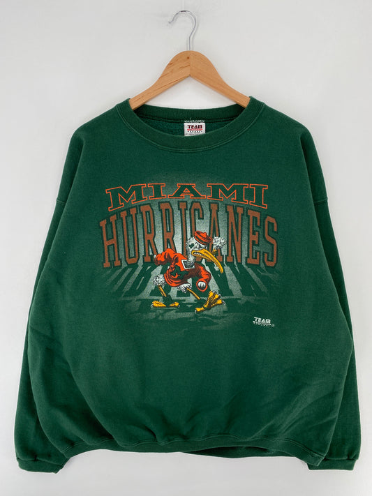 90's MIAMI HURRICANES Made in USA Size XL Vintage College Sweat-Shirt / E6160S