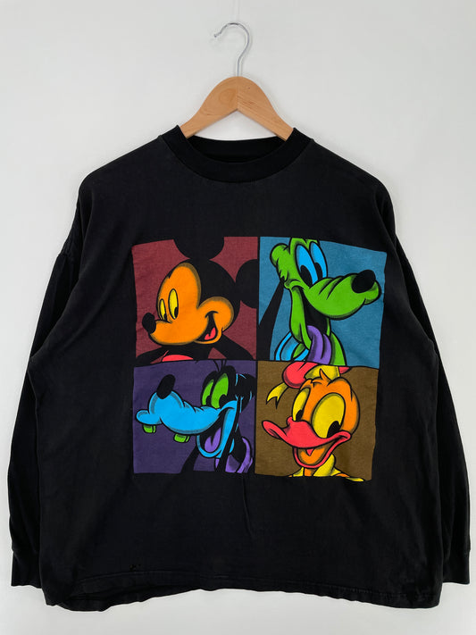 .90's DISNEY Made in USA Size XL Vintage Long Sleeve T-Shirt / A9998