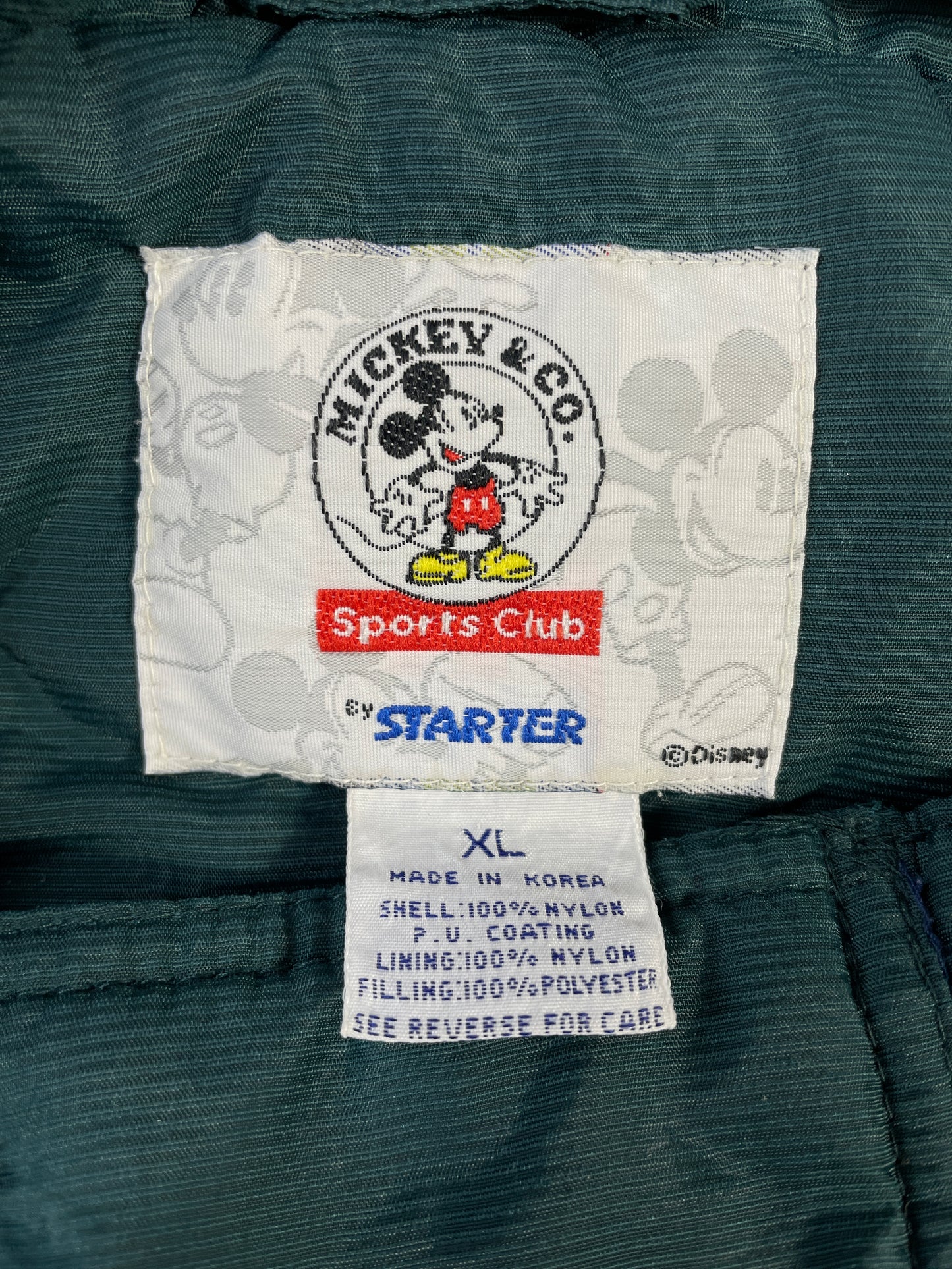 90's STARTER x DISNEY MICKEY Size XL Vintage Padded Nylon Jacket / A9918