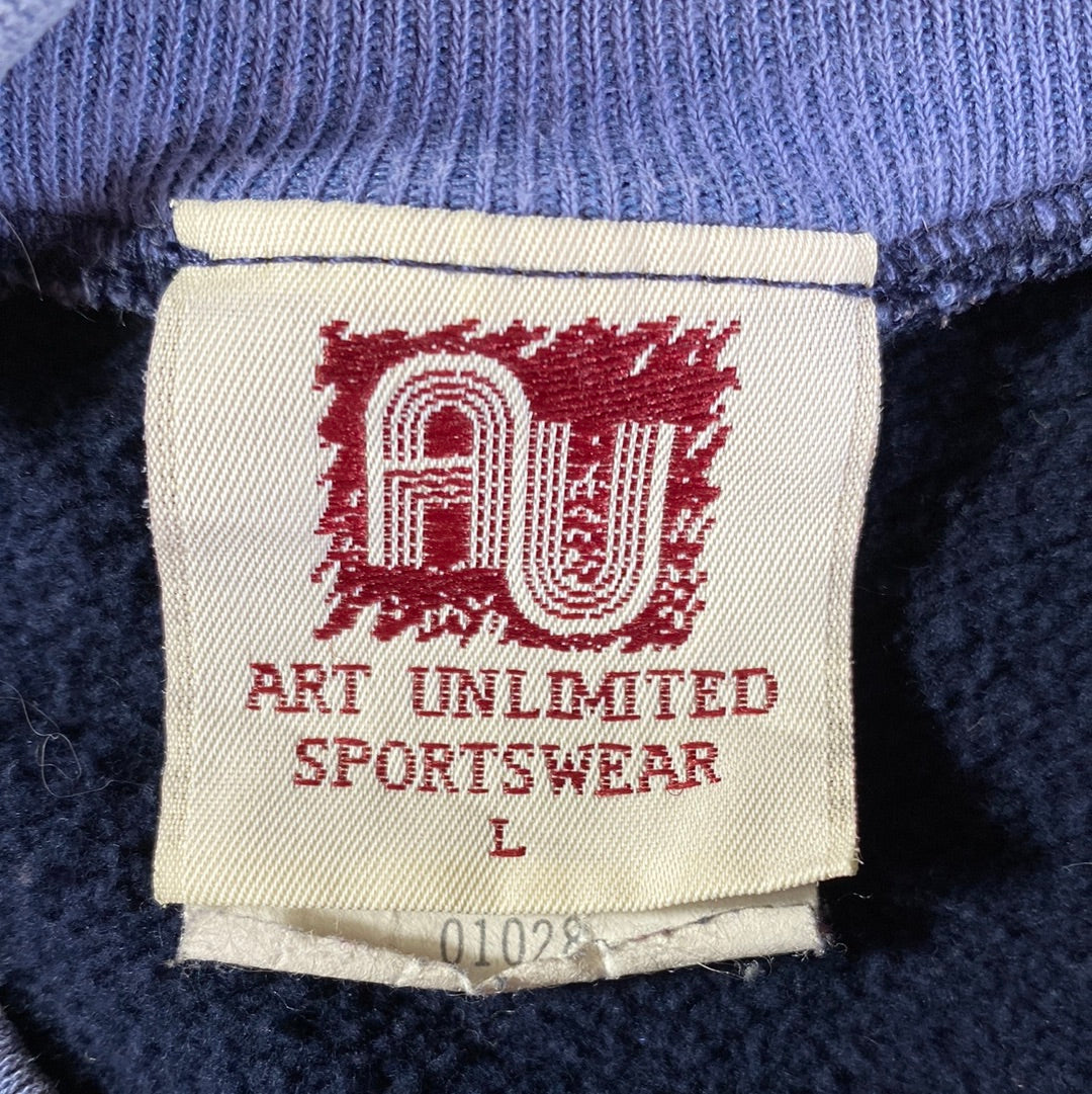 90's WOLVES Made in USA Size L Vintage Half Button Down Sweat-Shirt / A9629