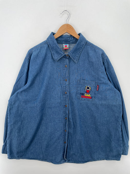 .Vintage PEANUTS Size Approx.XL Button Down Shirts / A6911