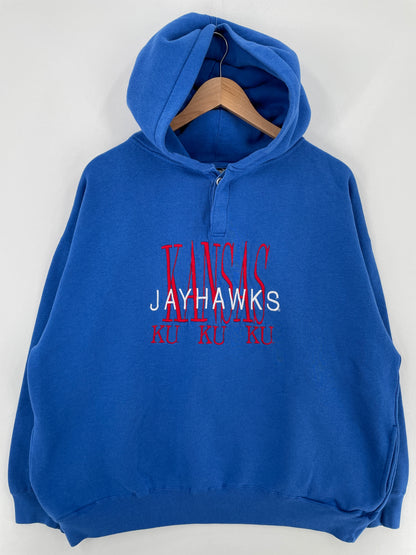 90’s KANSAS JAYHAWKS Size XL Vintage College Hoodie Sweat-shirt / E3328S