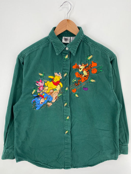 00' DISNEY WINNIE THE POOH Size L Vintage Button-Down Shirt / A351