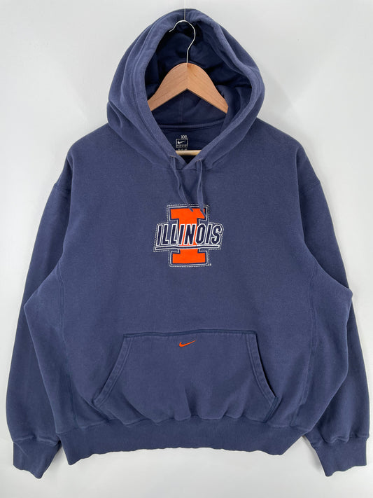 00' NIKE ILLINOIS Size XXL Vintage College Hoodie Sweat-shirt / A597