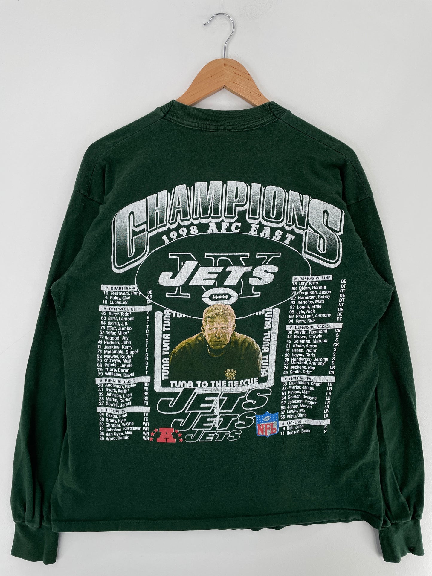 1998 NEW YORK JETS Size Approx.XL Vintage NFL Long sleeve T-Shirt / E4708T